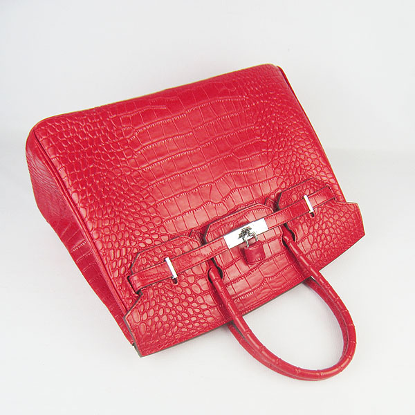 High Quality Fake Hermes Birkin 35CM Crocodile Veins Leather Bag Red 6089 - Click Image to Close